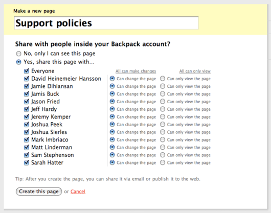 Checkboxes with permission options