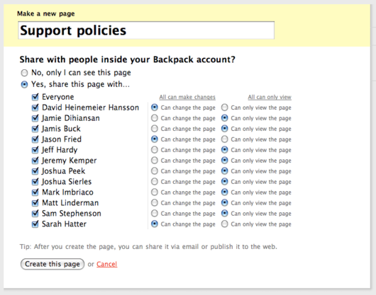 Customized permission settings