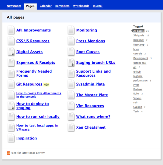 Updated 'All Pages' design