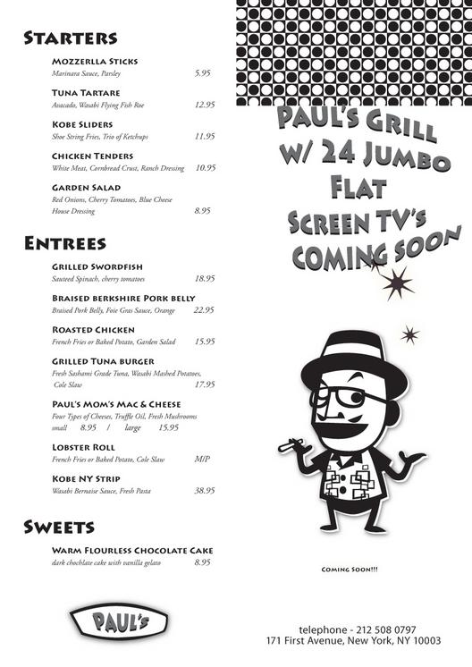 fake menu