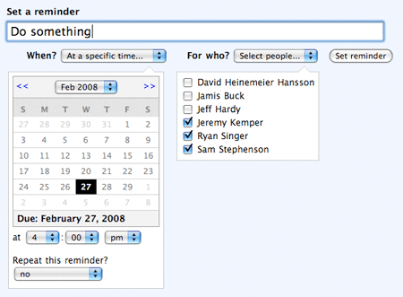 The calendar copied into Backpack's Reminder form
