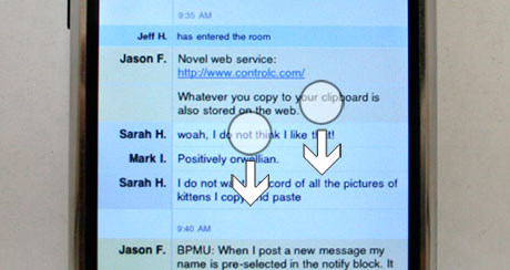 Campfire for iPhone scrolling