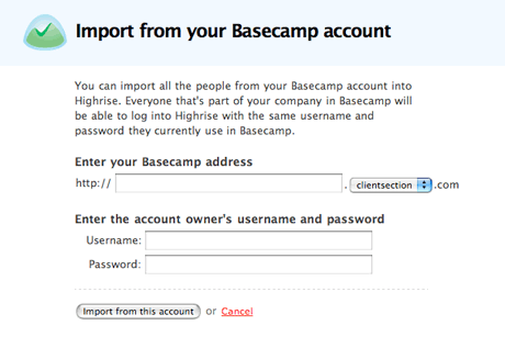 Import from Basecamp