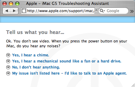 iMac G5 Troubleshooting Assistant